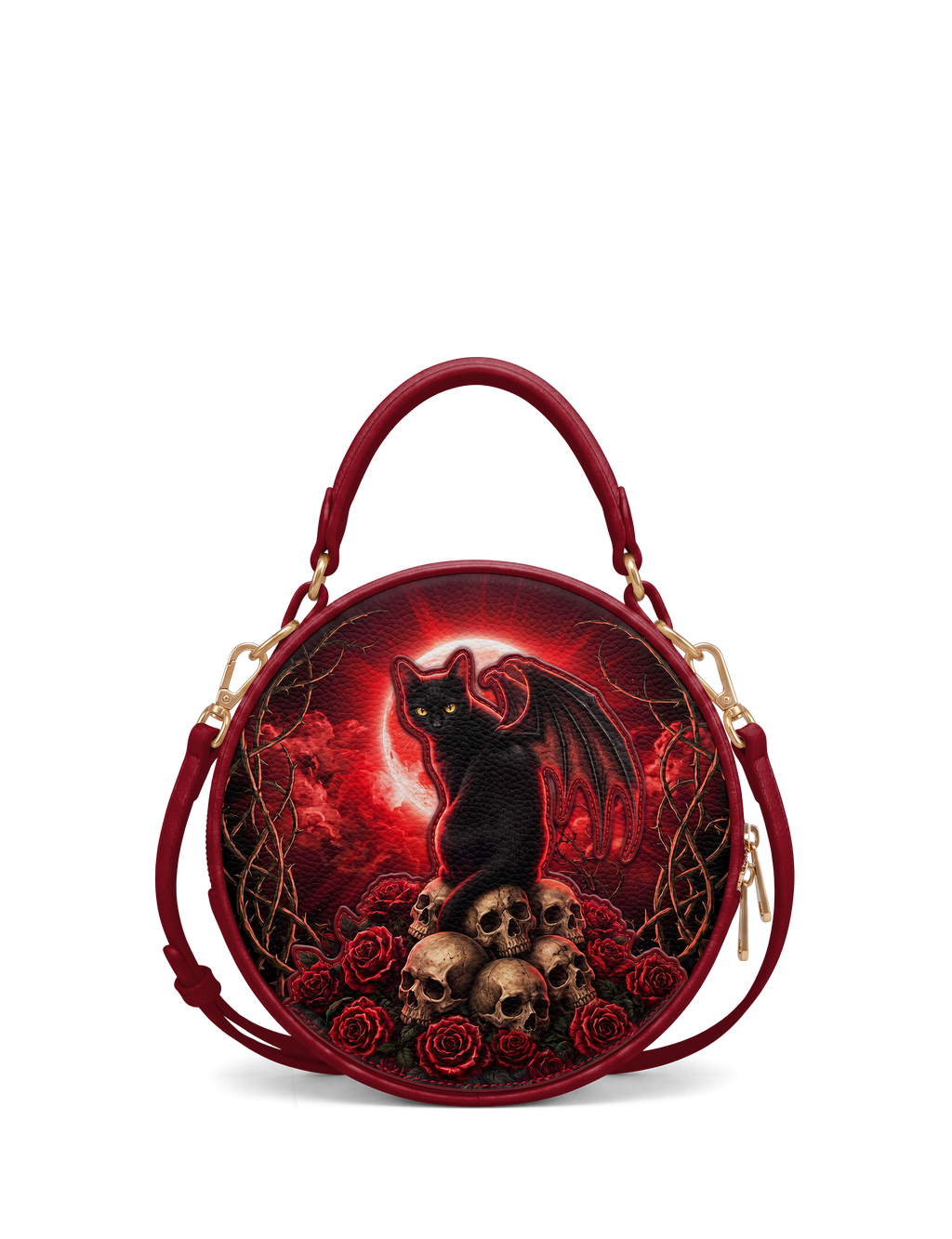 “Grimalkin” Applique Circle Crossbody Bag