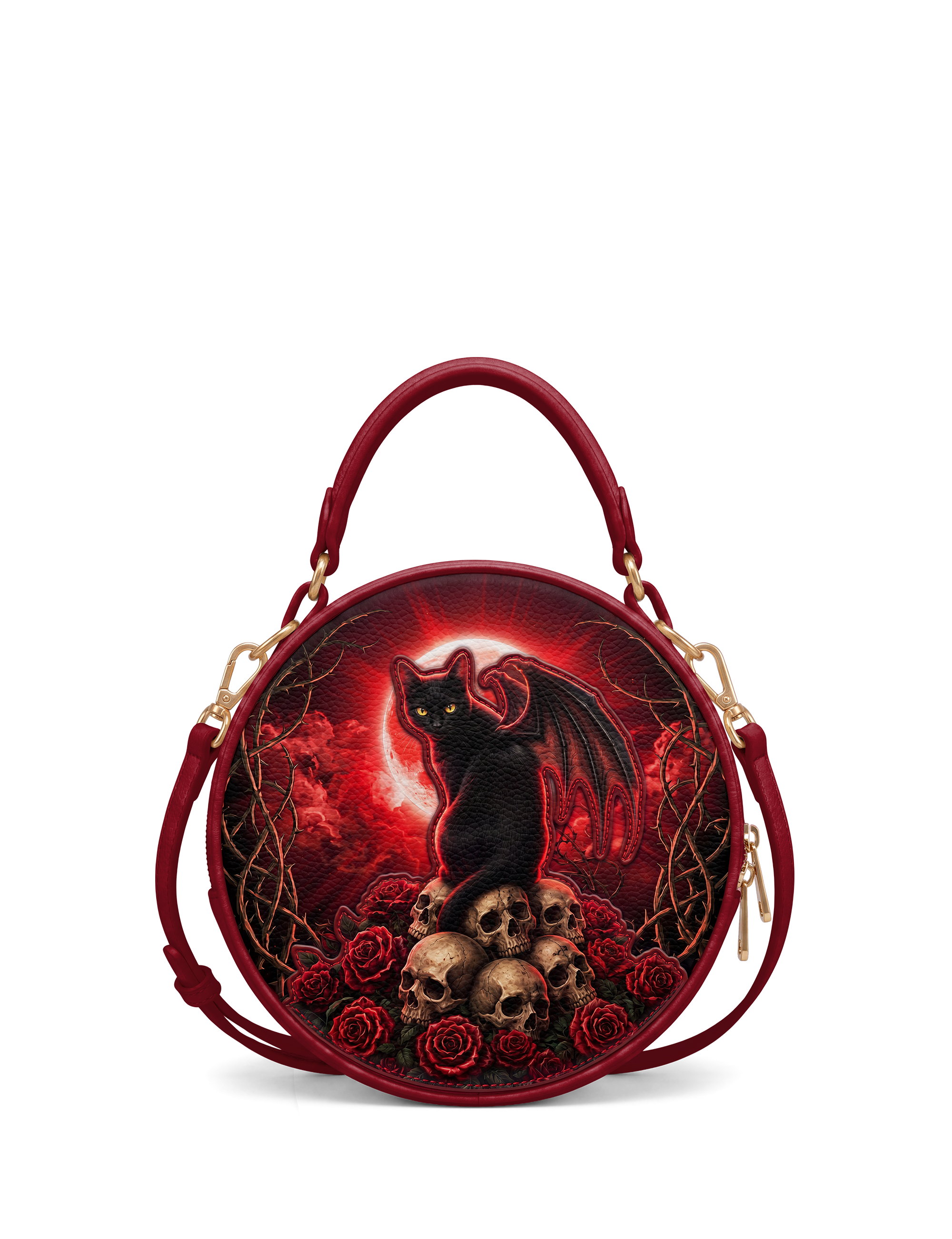 “Grimalkin” Applique Circle Crossbody Bag