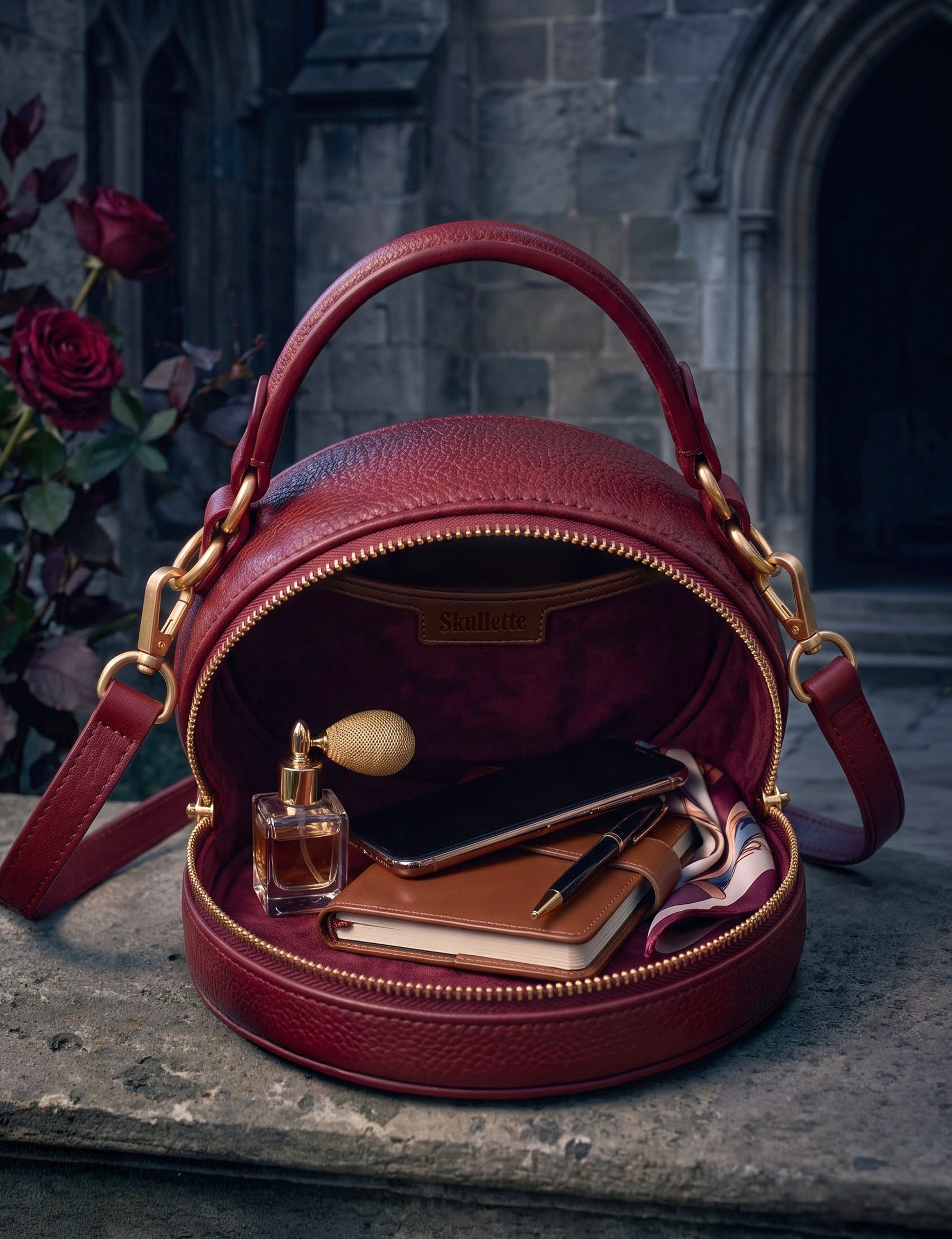 “Grimalkin” Applique Circle Crossbody Bag