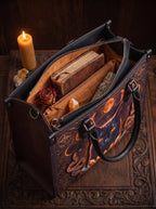 "Hexacat" Applique Leather Handbag