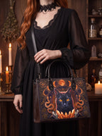 "Hexacat" Applique Leather Handbag