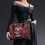 "La Roja" - Black Interior - Leather Handbag Matching SANTA Combo