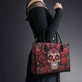 "La Roja" - Black Interior - Leather Handbag Matching SANTA Combo