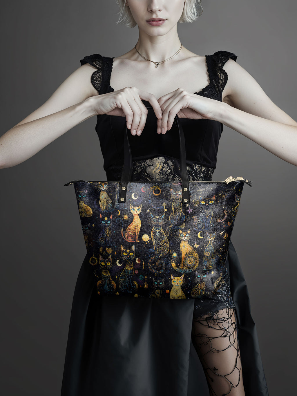 "Lunacat" Leather Tote Bag