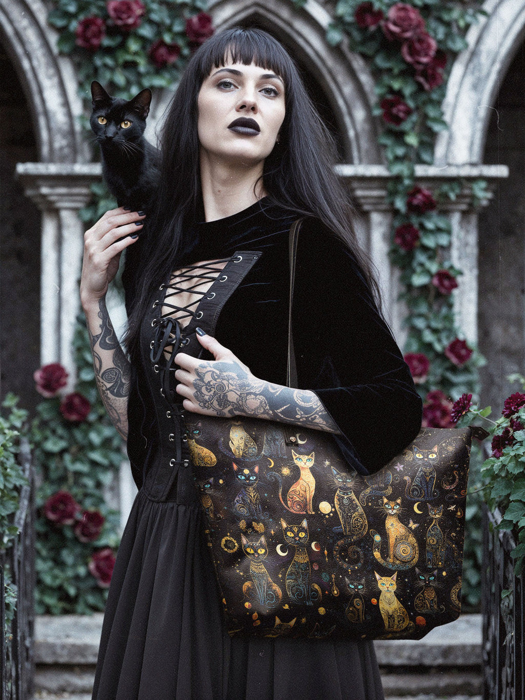"Lunacat" Leather Tote Bag