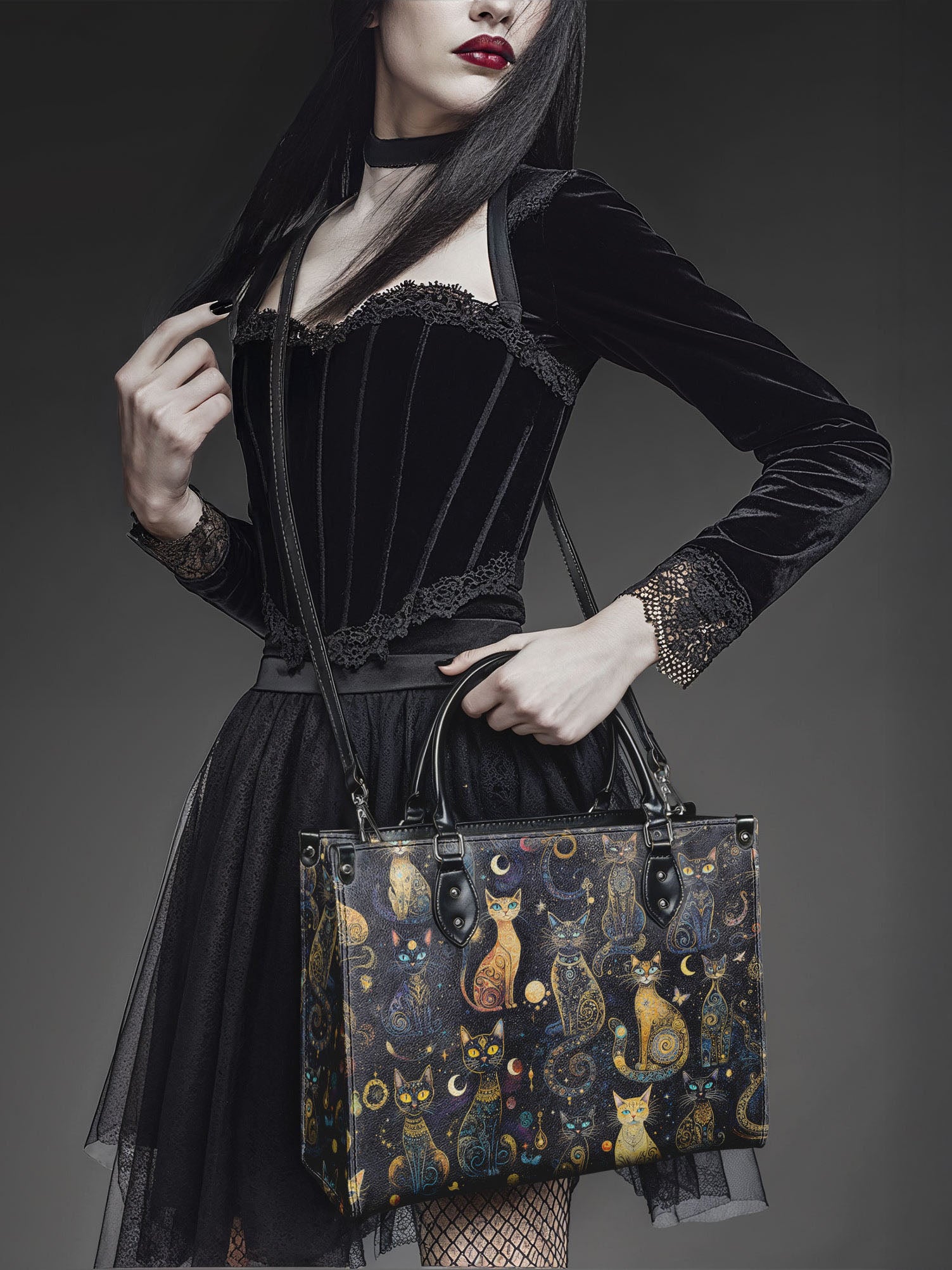 "Lunacat" - Black Interior - Leather Handbag