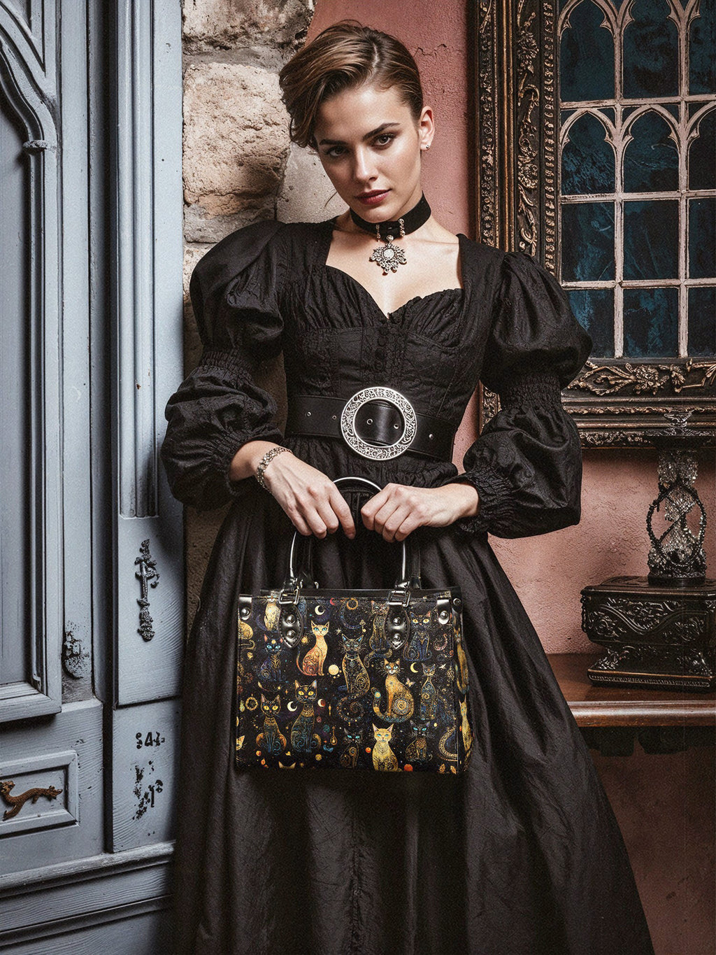 "Lunacat" - Black Interior - Small Leather Handbag