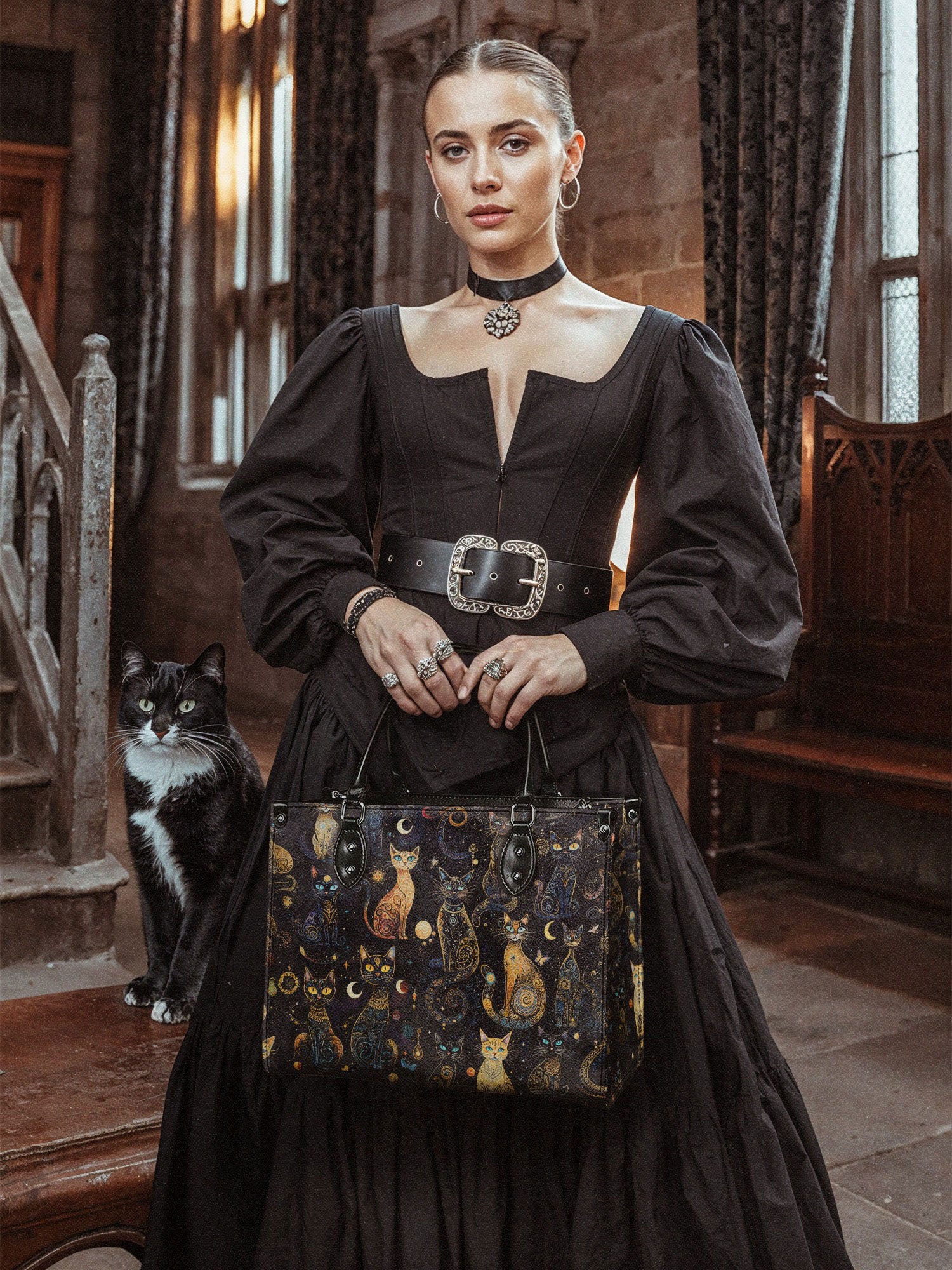 "Lunacat" - Black Interior - Leather Handbag