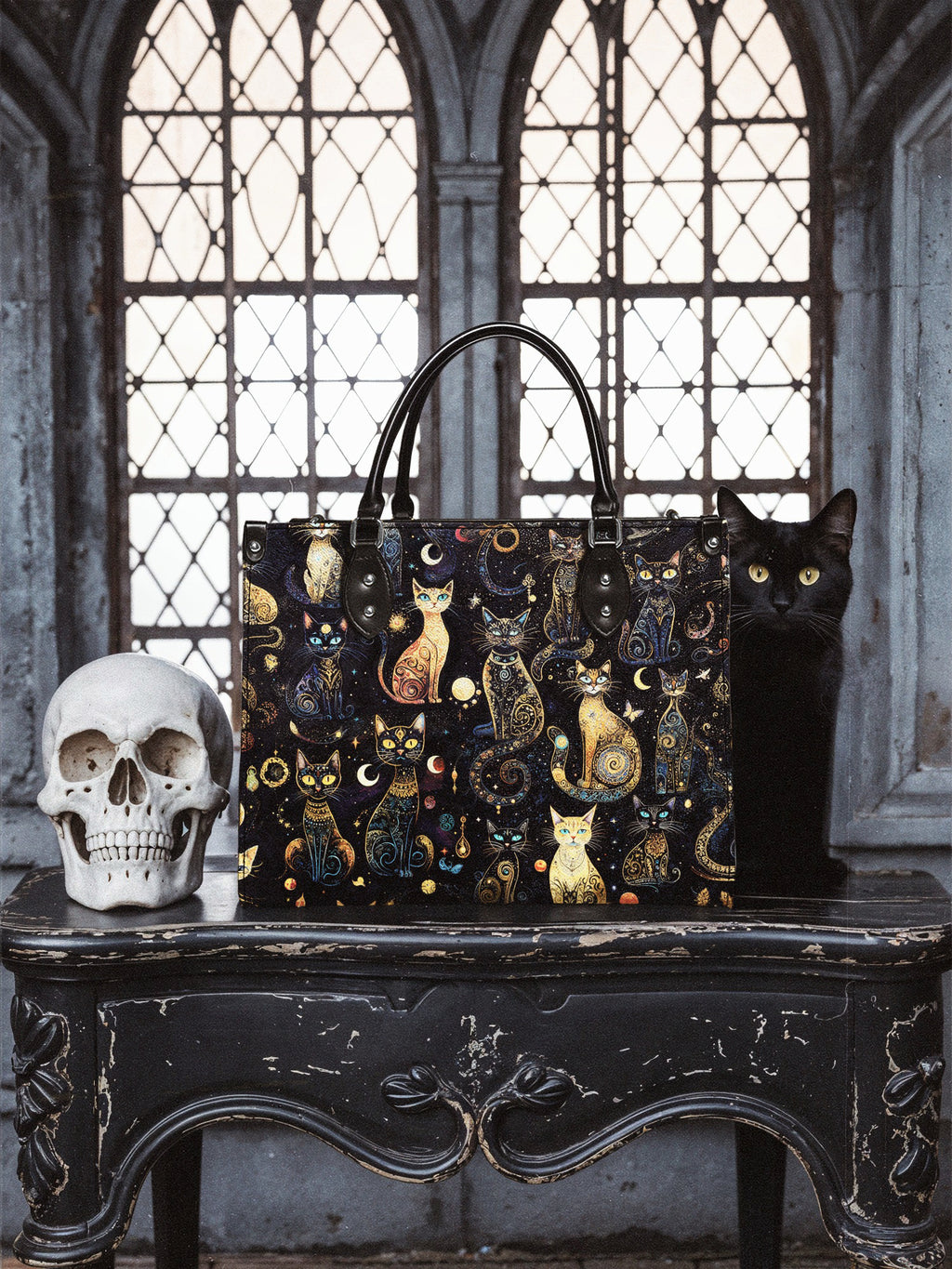 "Lunacat" - Black Interior - Leather Handbag