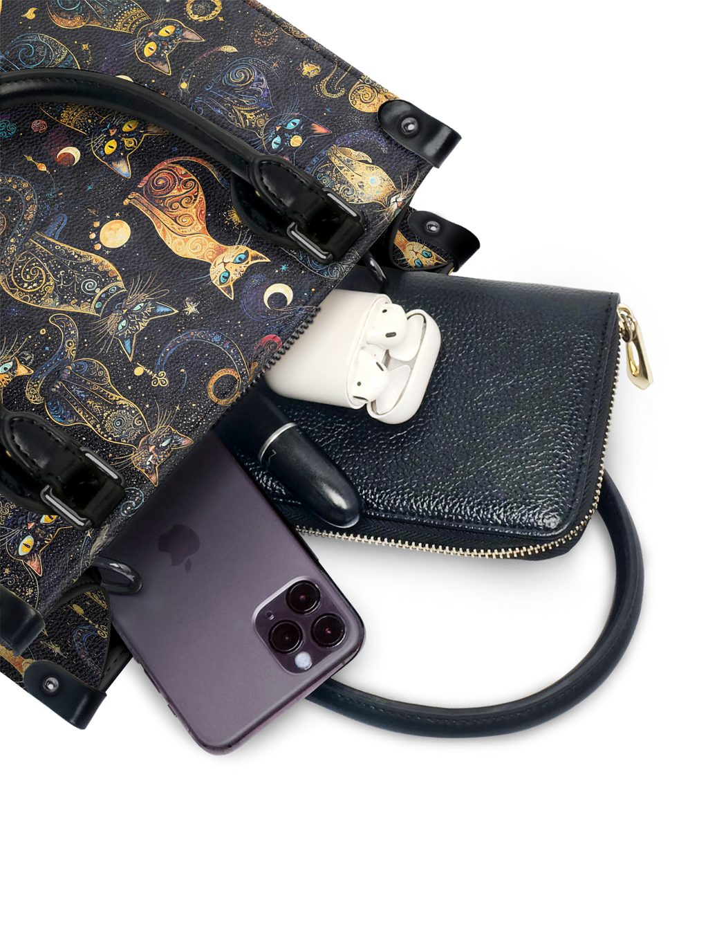 "Lunacat" - Black Interior - Small Leather Handbag
