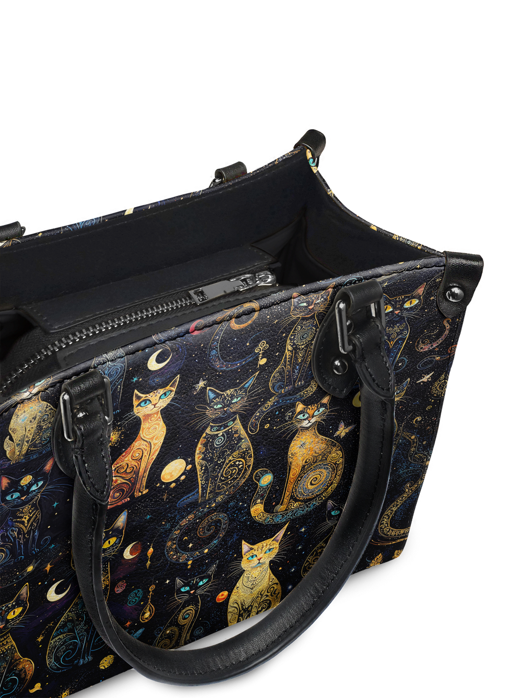 "Lunacat" - Black Interior - Small Leather Handbag