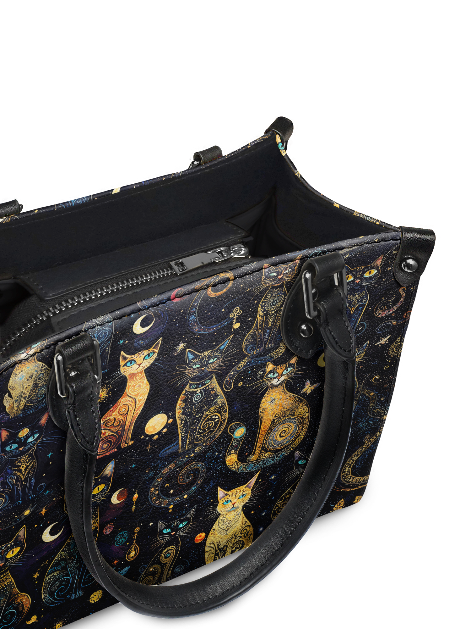 "Lunacat" - Black Interior - Small Leather Handbag