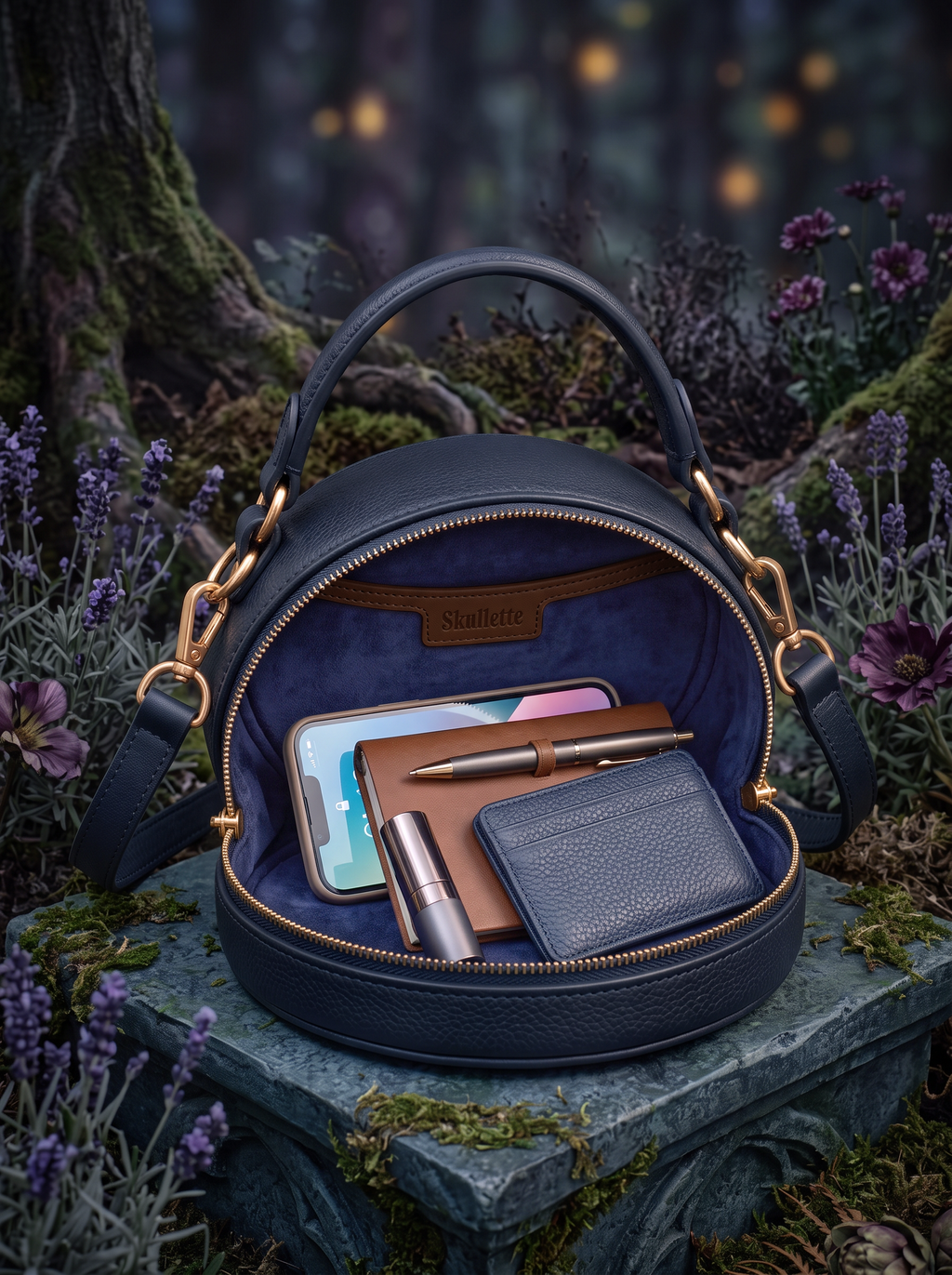 “Lunessa” Applique Circle Crossbody Bag