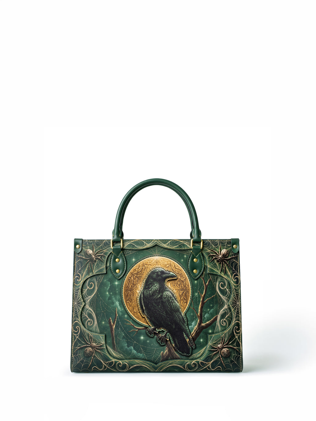 "Ravenweb" Applique Leather Handbag