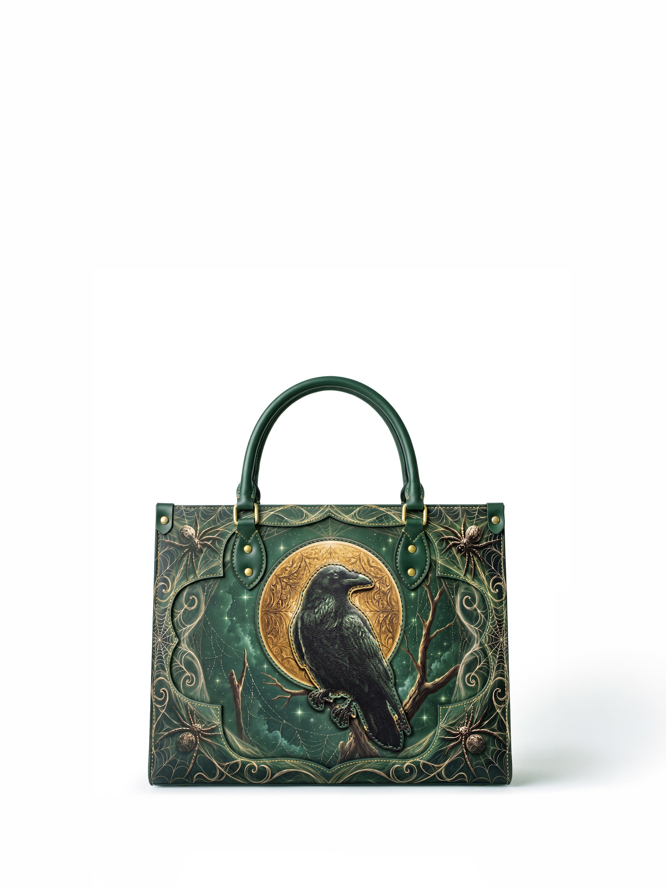 "Ravenweb" Applique Leather Handbag
