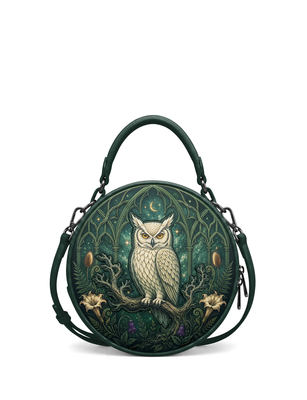 “Minervia” Applique Circle Crossbody Bag
