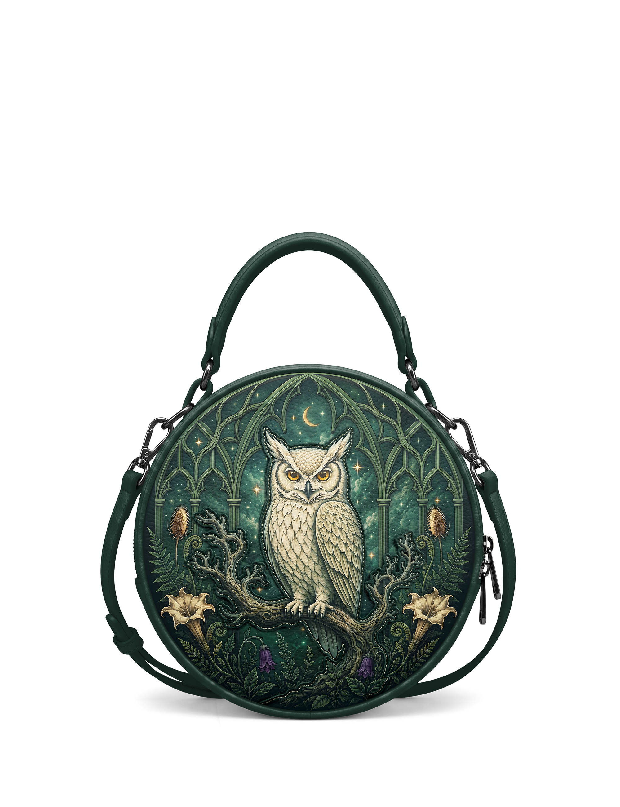 “Minervia” Applique Circle Crossbody Bag