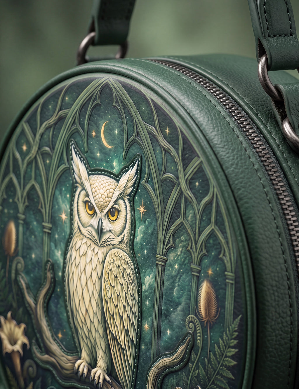 “Minervia” Applique Circle Crossbody Bag