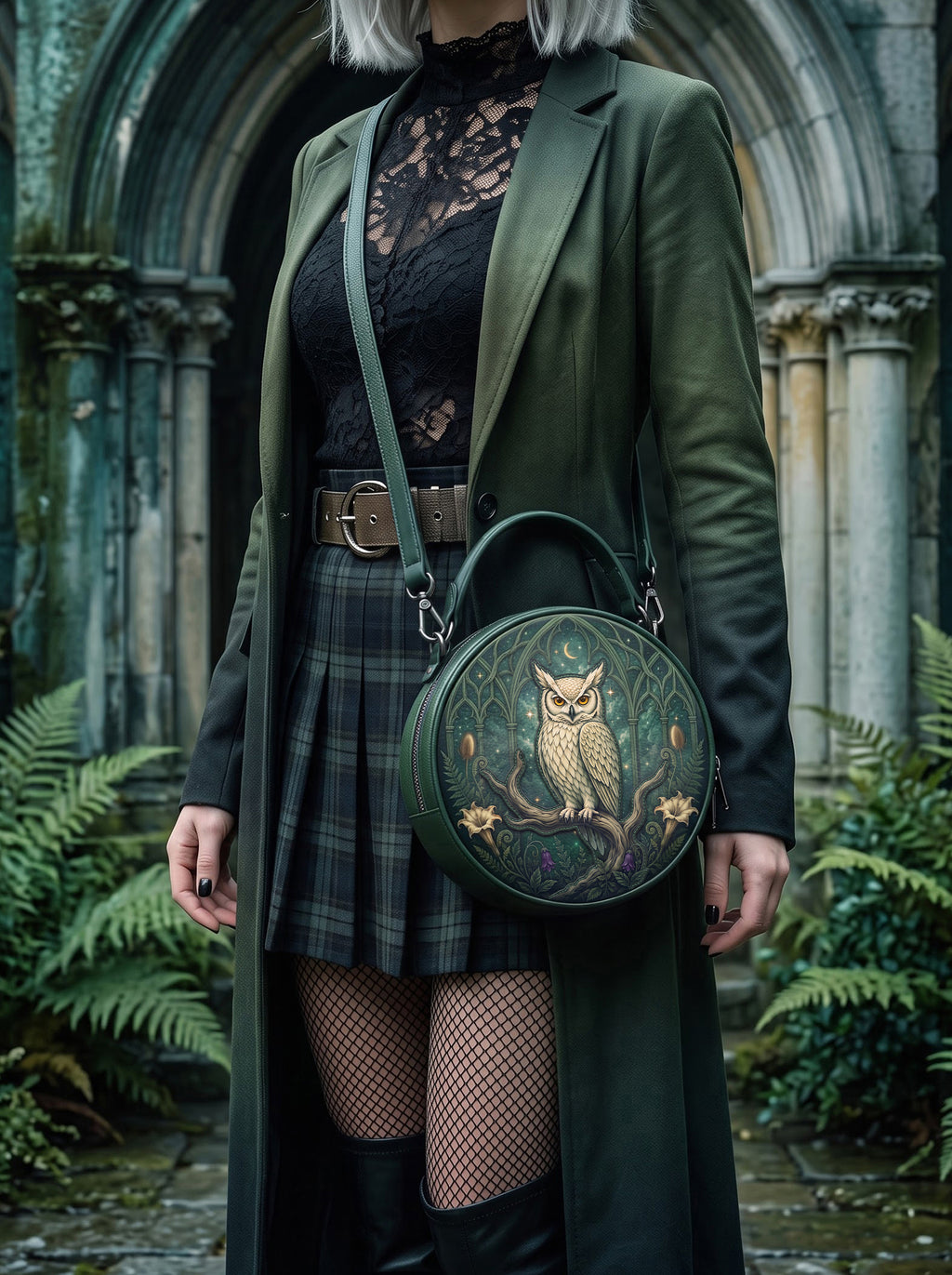 “Minervia” Applique Circle Crossbody Bag