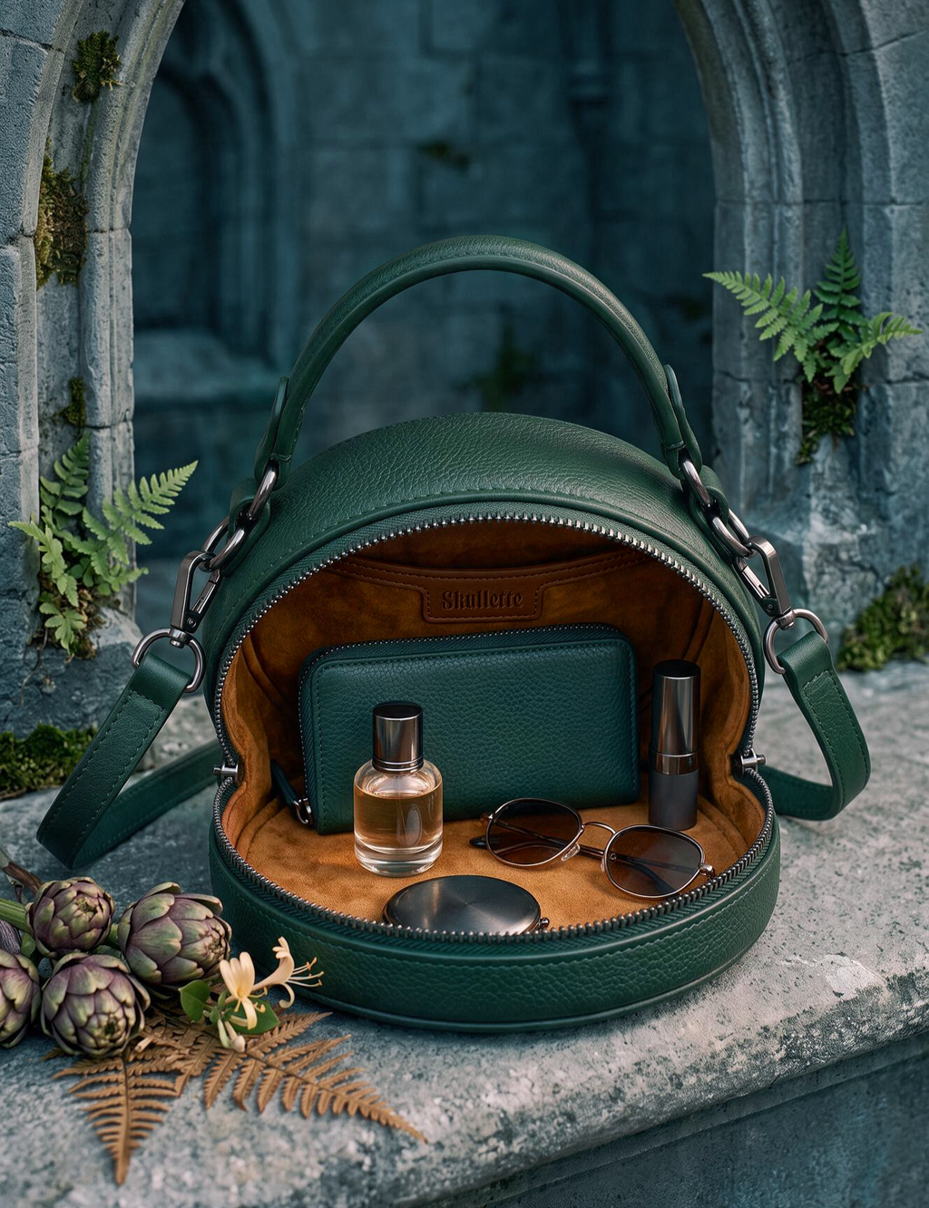 “Minervia” Applique Circle Crossbody Bag