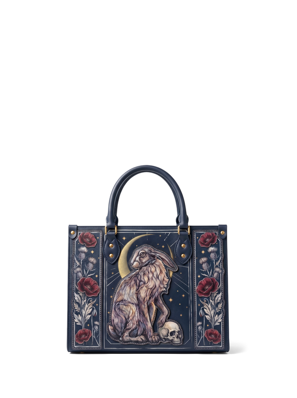 "Moonhare" Applique Leather Handbag
