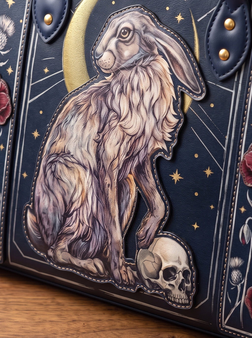 "Moonhare" Applique Leather Handbag