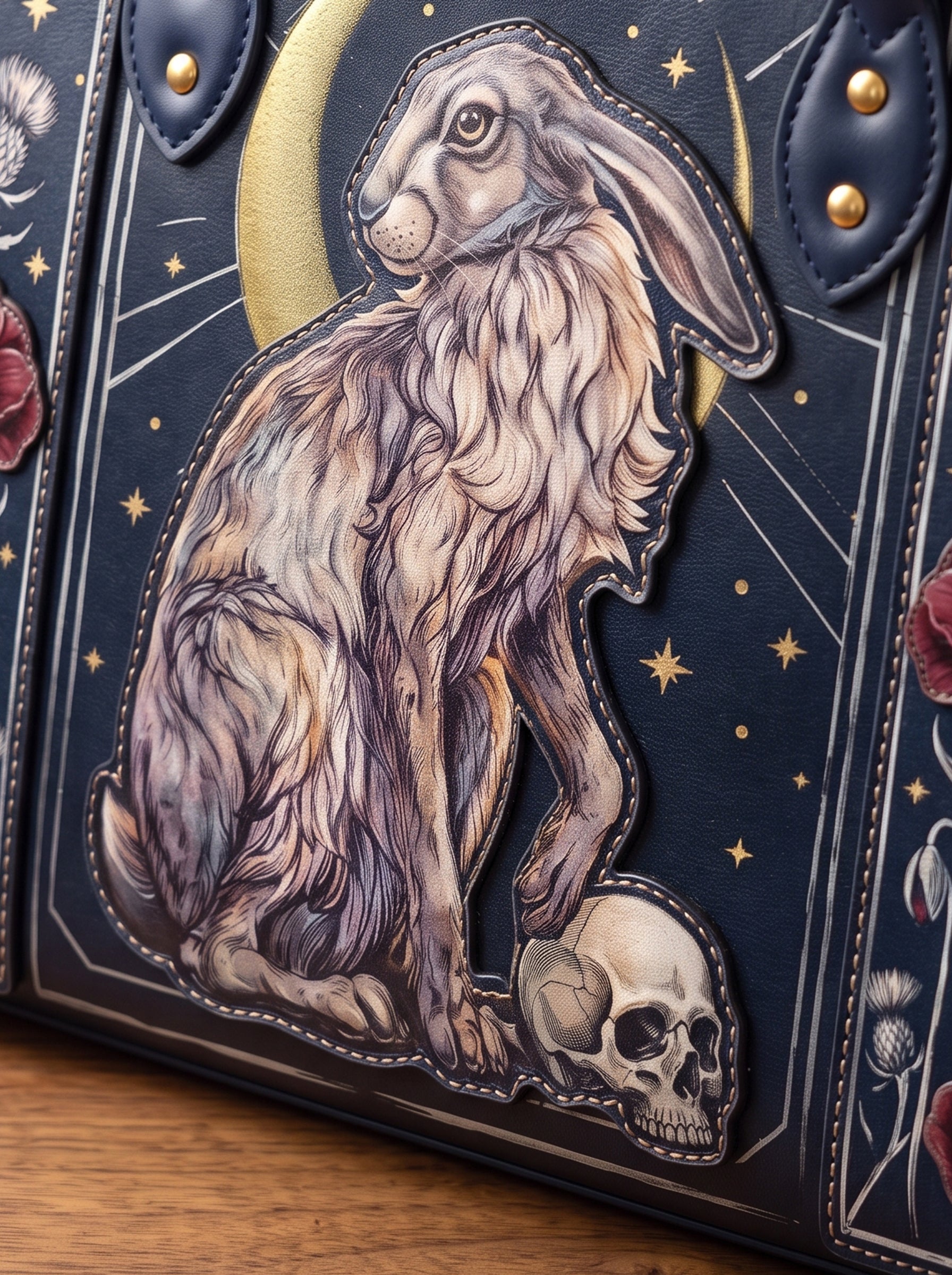 "Moonhare" Applique Leather Handbag