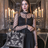 "Mothwing" - Black Interior - Leather Handbag Matching SANTA Combo