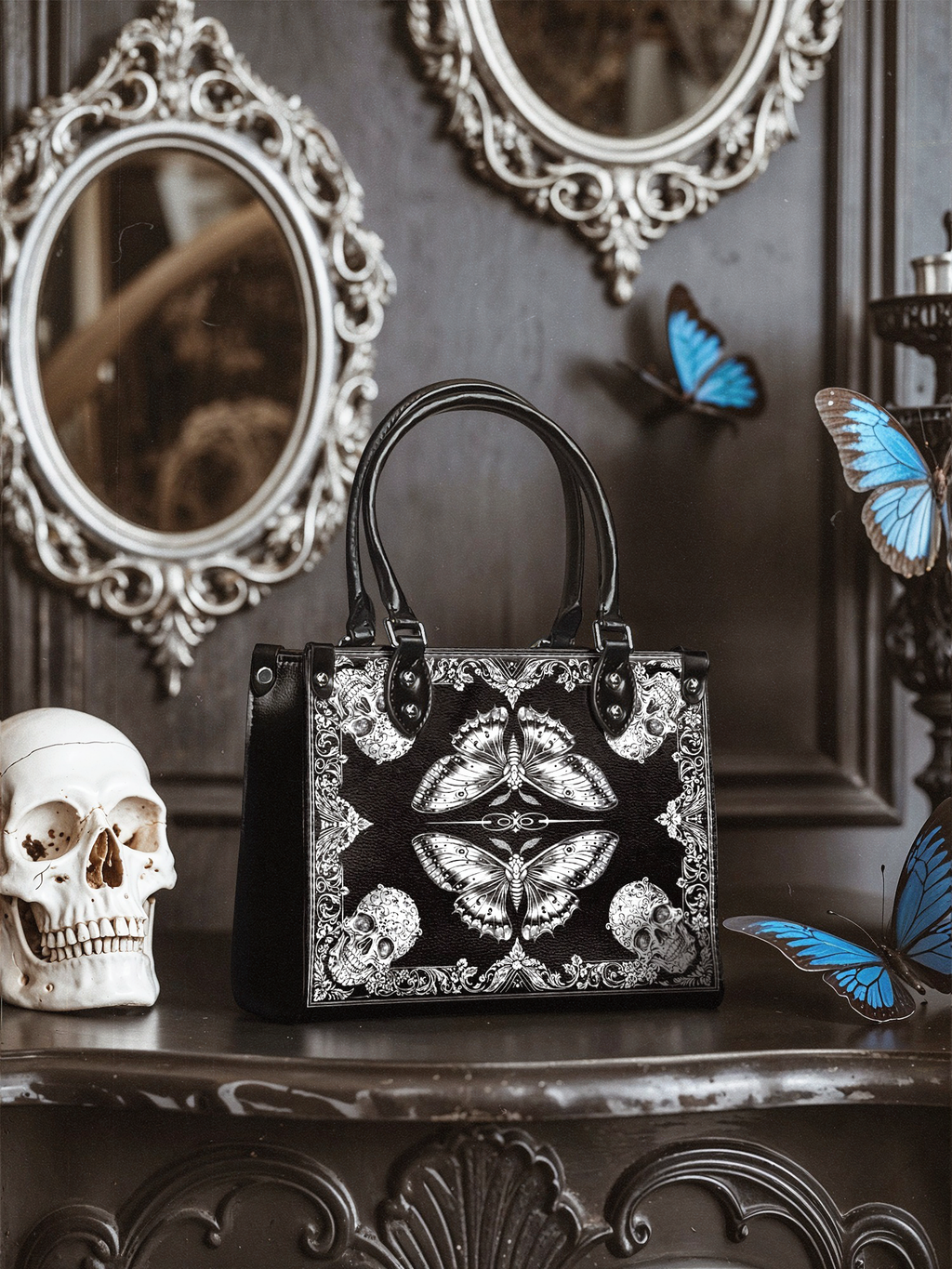 "Mothwing" - Black Interior - Small Leather Handbag