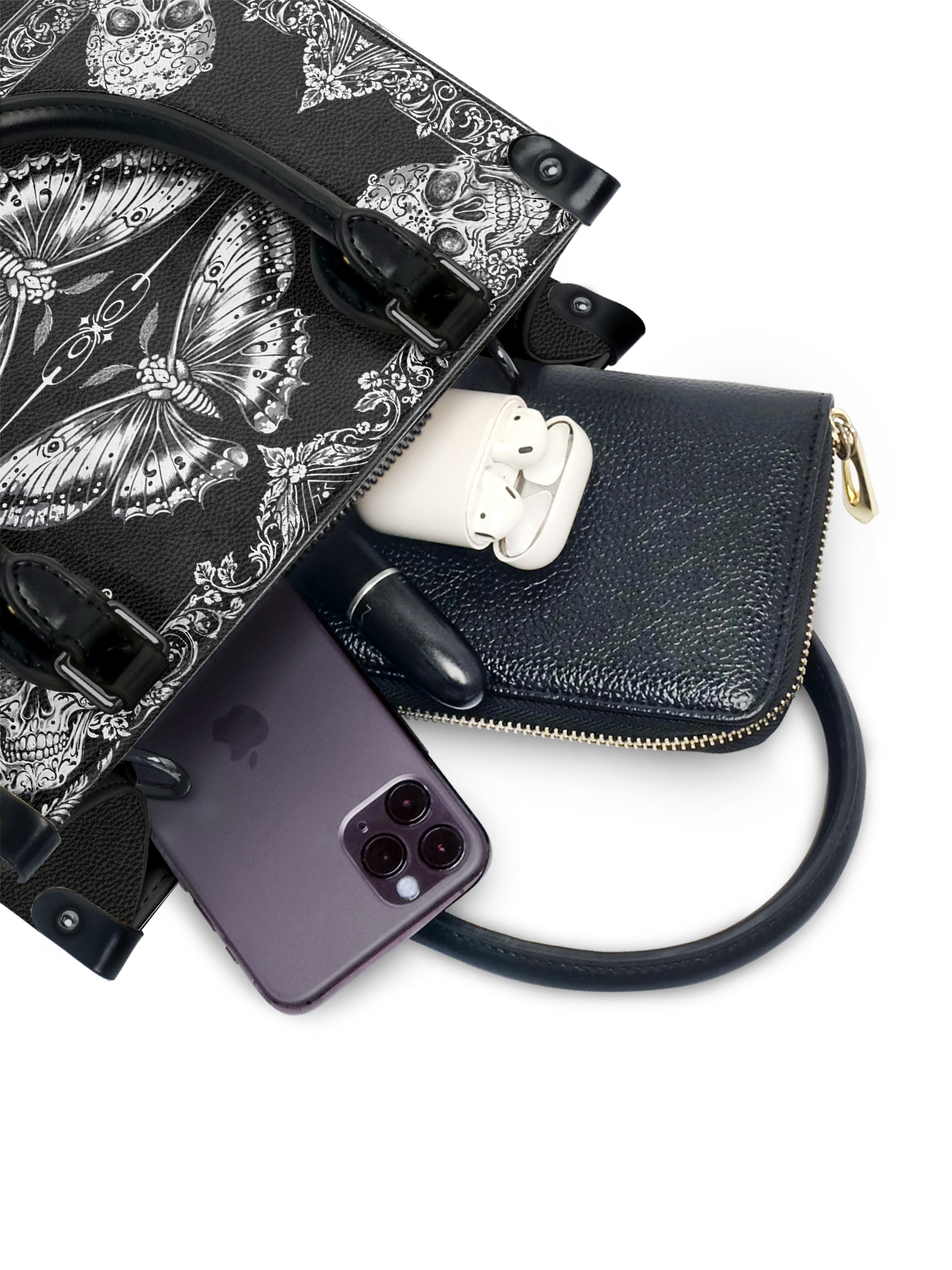 "Mothwing" - Black Interior - Small Leather Handbag