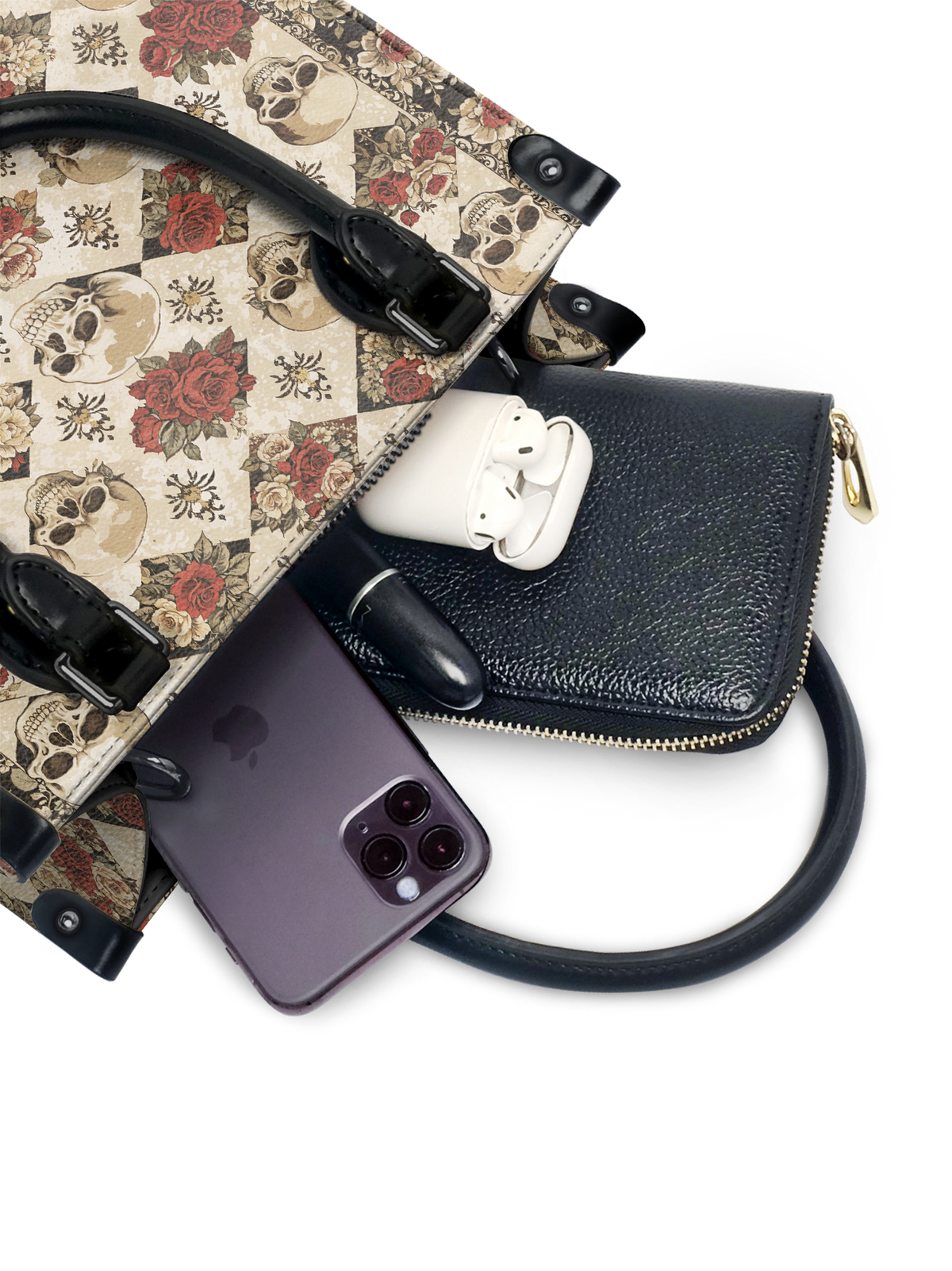"Mournaire" - Black Interior - Small Leather Handbag SPOOKY DEAL