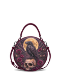 “Nevermora” Applique Circle Crossbody Bag