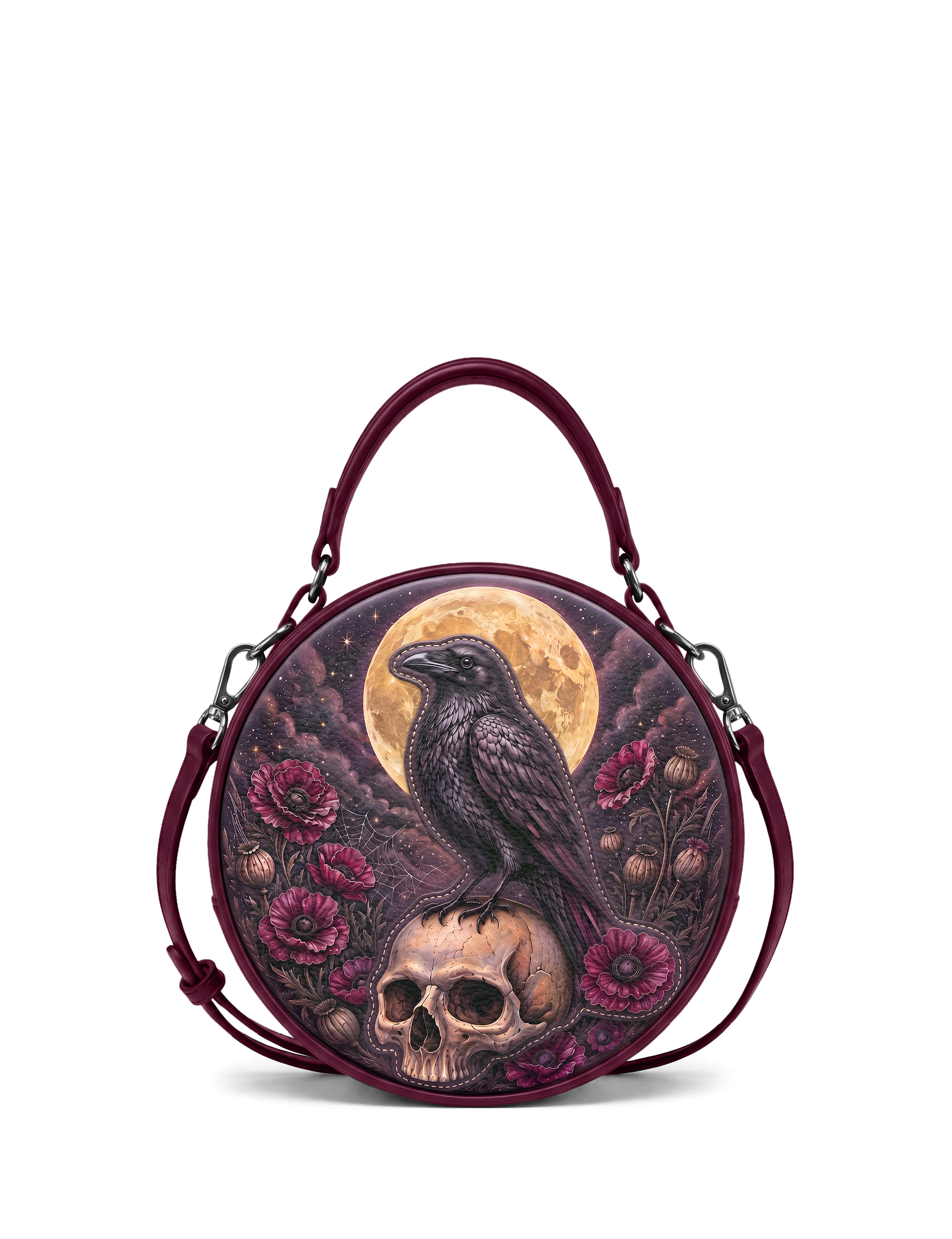 “Nevermora” Applique Circle Crossbody Bag