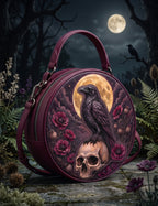 “Nevermora” Applique Circle Crossbody Bag
