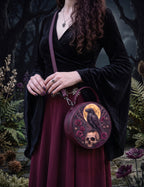 “Nevermora” Applique Circle Crossbody Bag