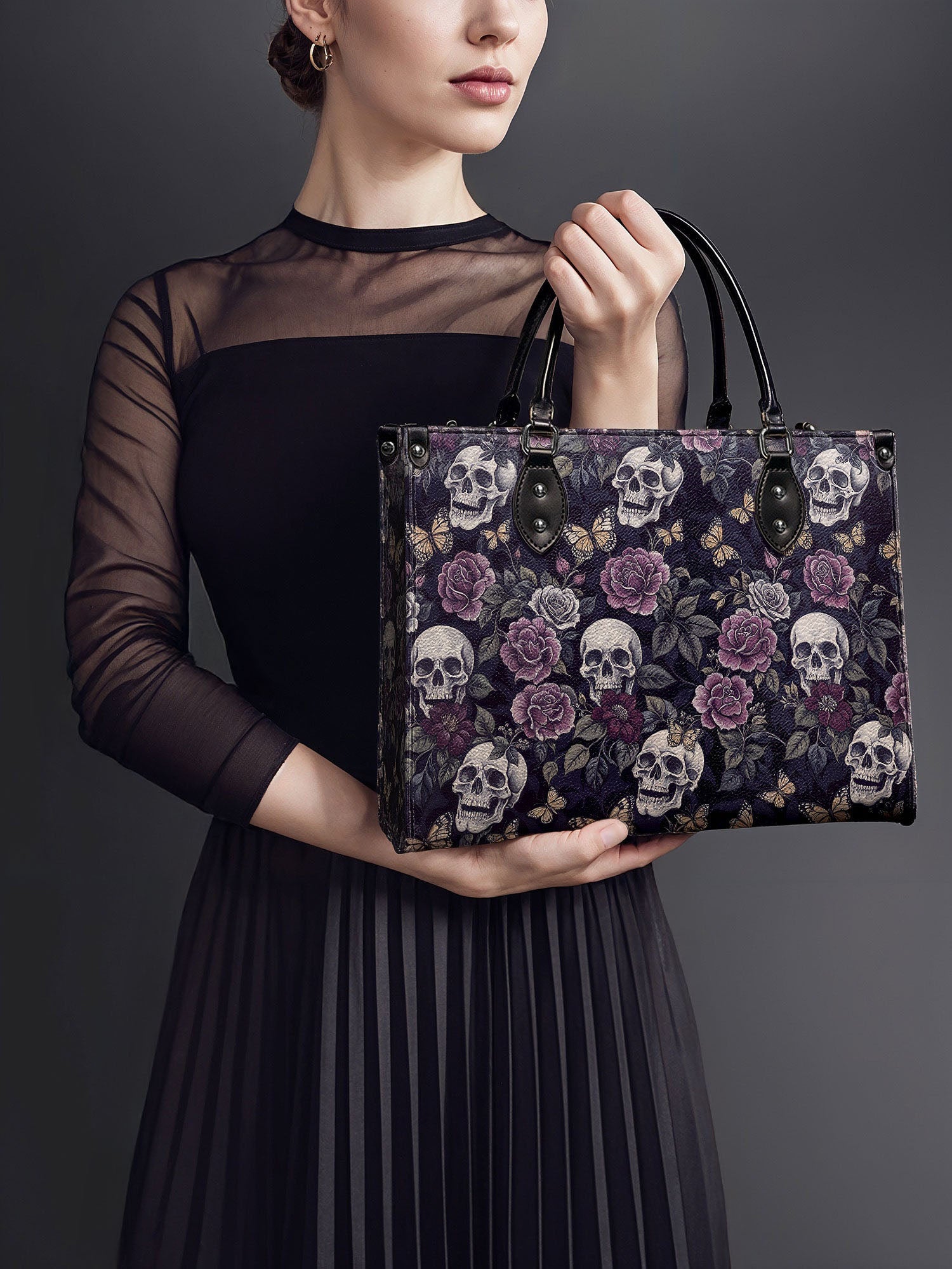 "Noctaflora" - Black Interior - Leather Handbag