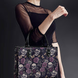 "Noctaflora" - Black Interior - Leather Handbag Matching SANTA Combo