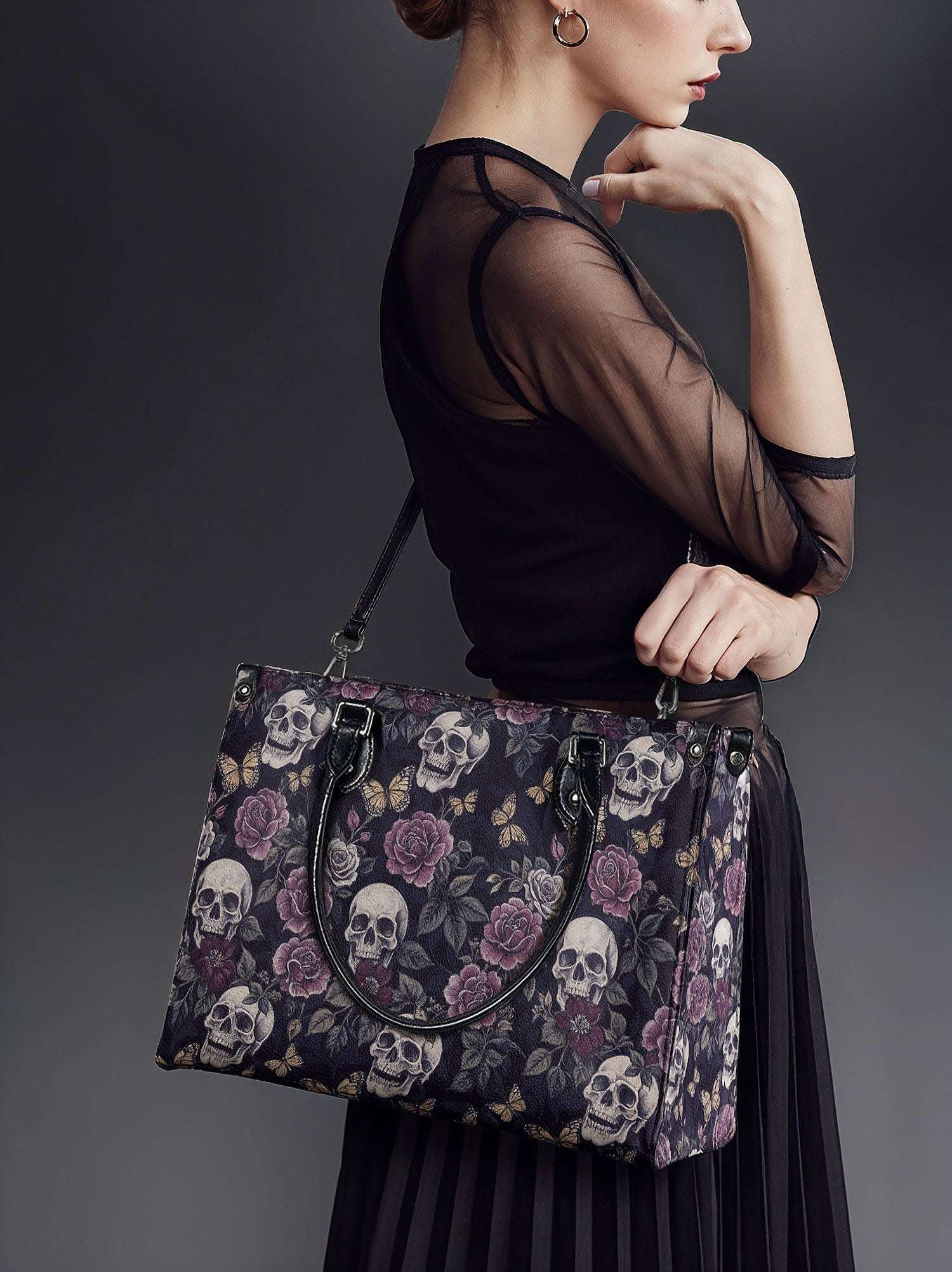 "Noctaflora" - Black Interior - Leather Handbag