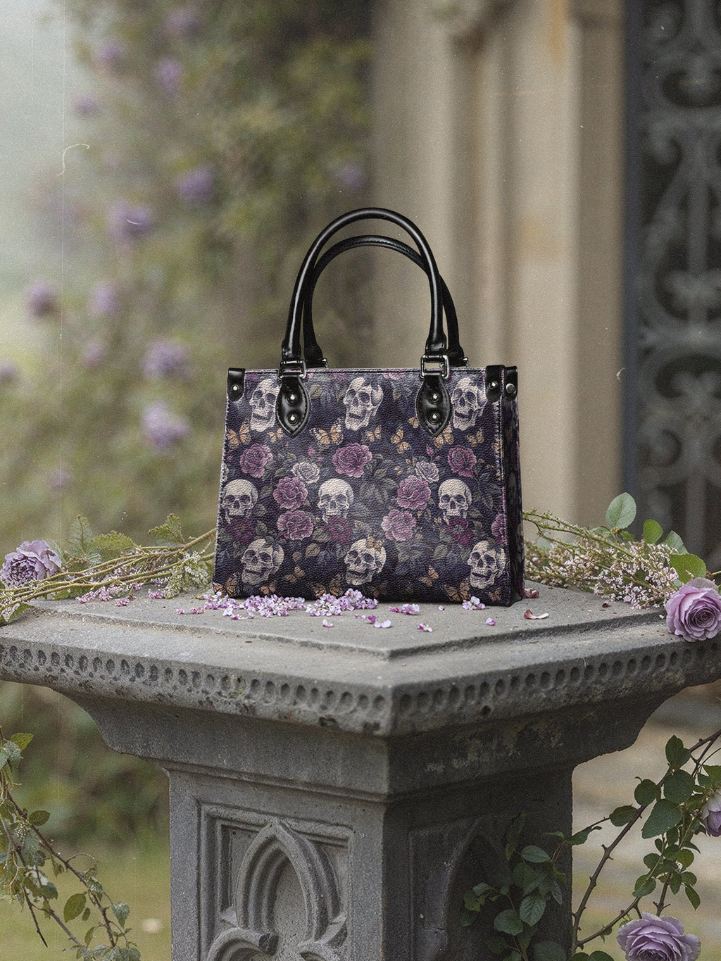 "Noctaflora" - Black Interior - Small Leather Handbag