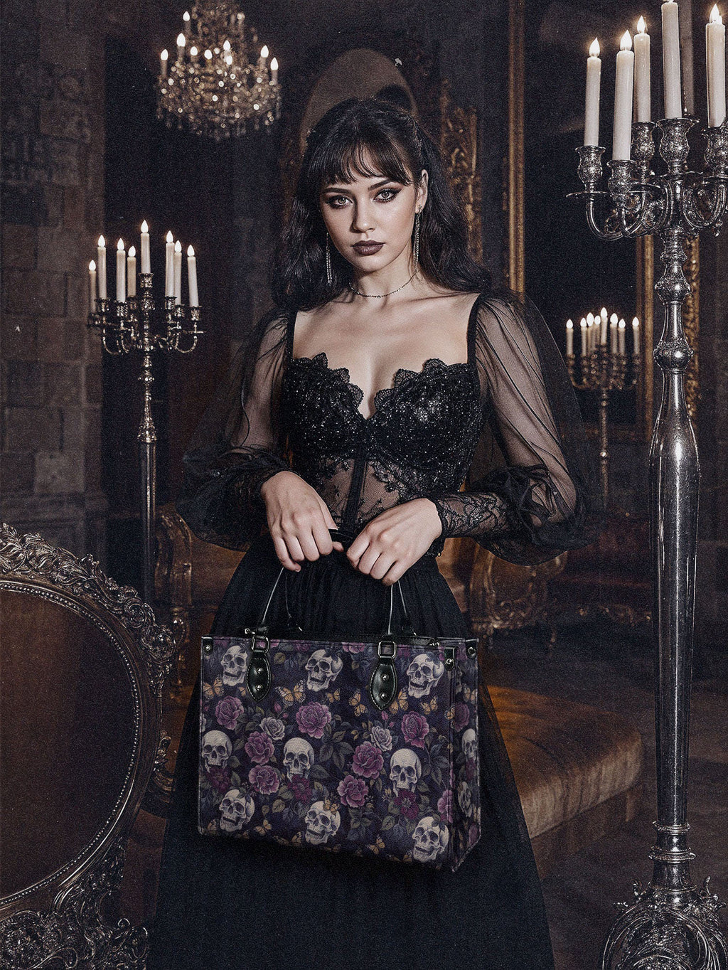 "Noctaflora" - Black Interior - Leather Handbag