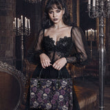 "Noctaflora" - Black Interior - Leather Handbag Matching SANTA Combo