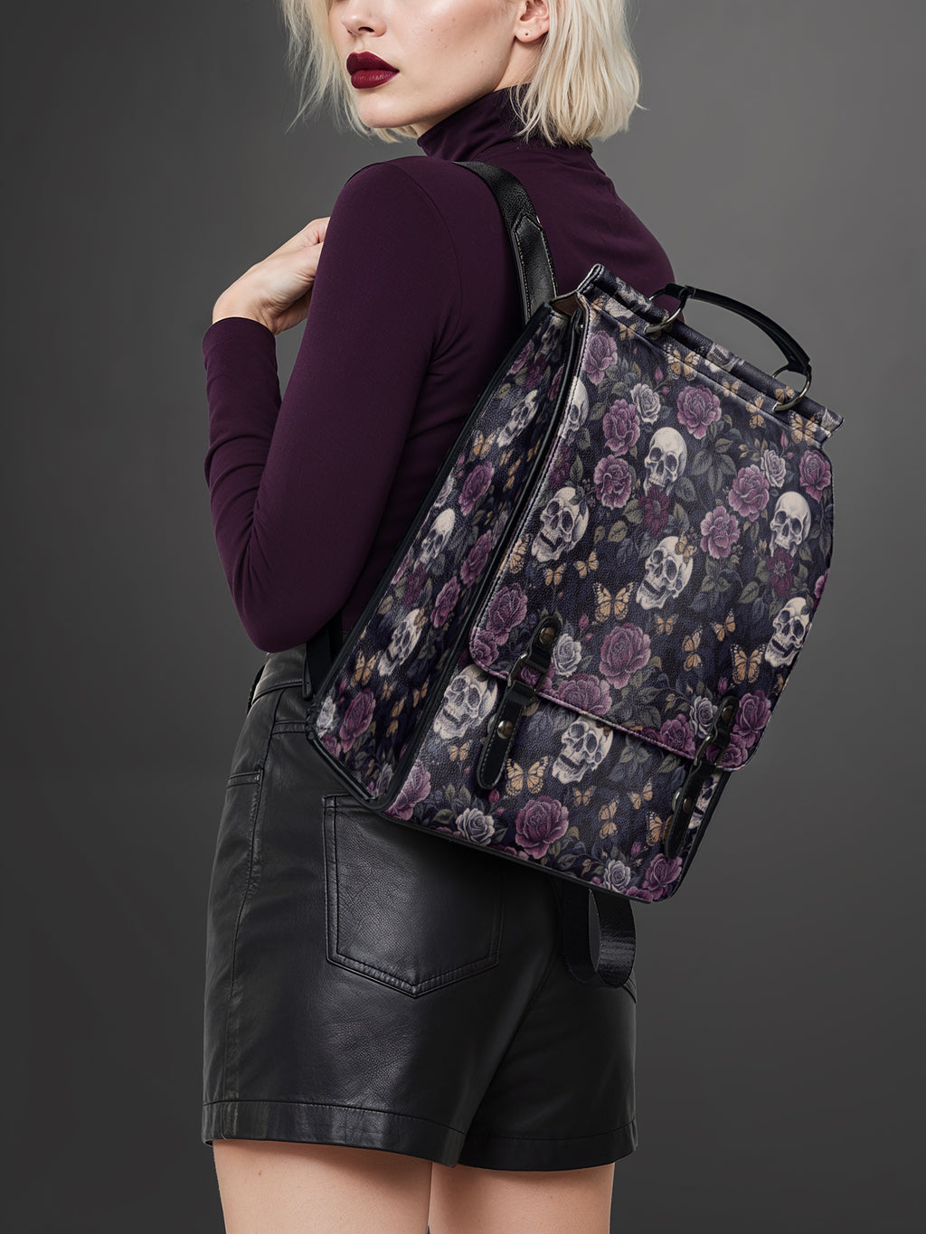 "Noctaflora" Leather Backpack