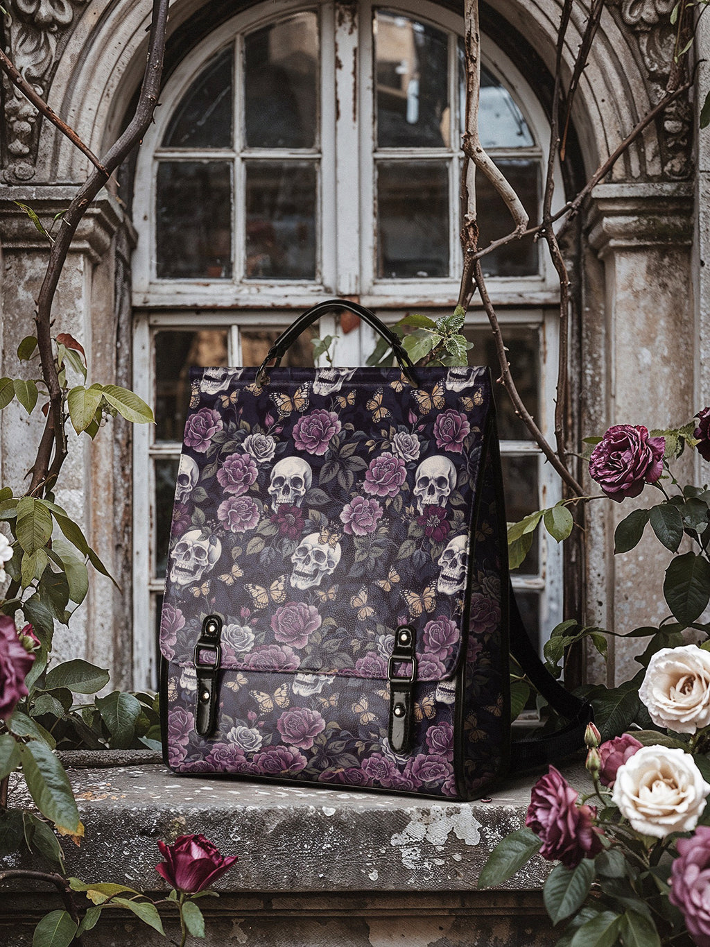 "Noctaflora" Leather Backpack