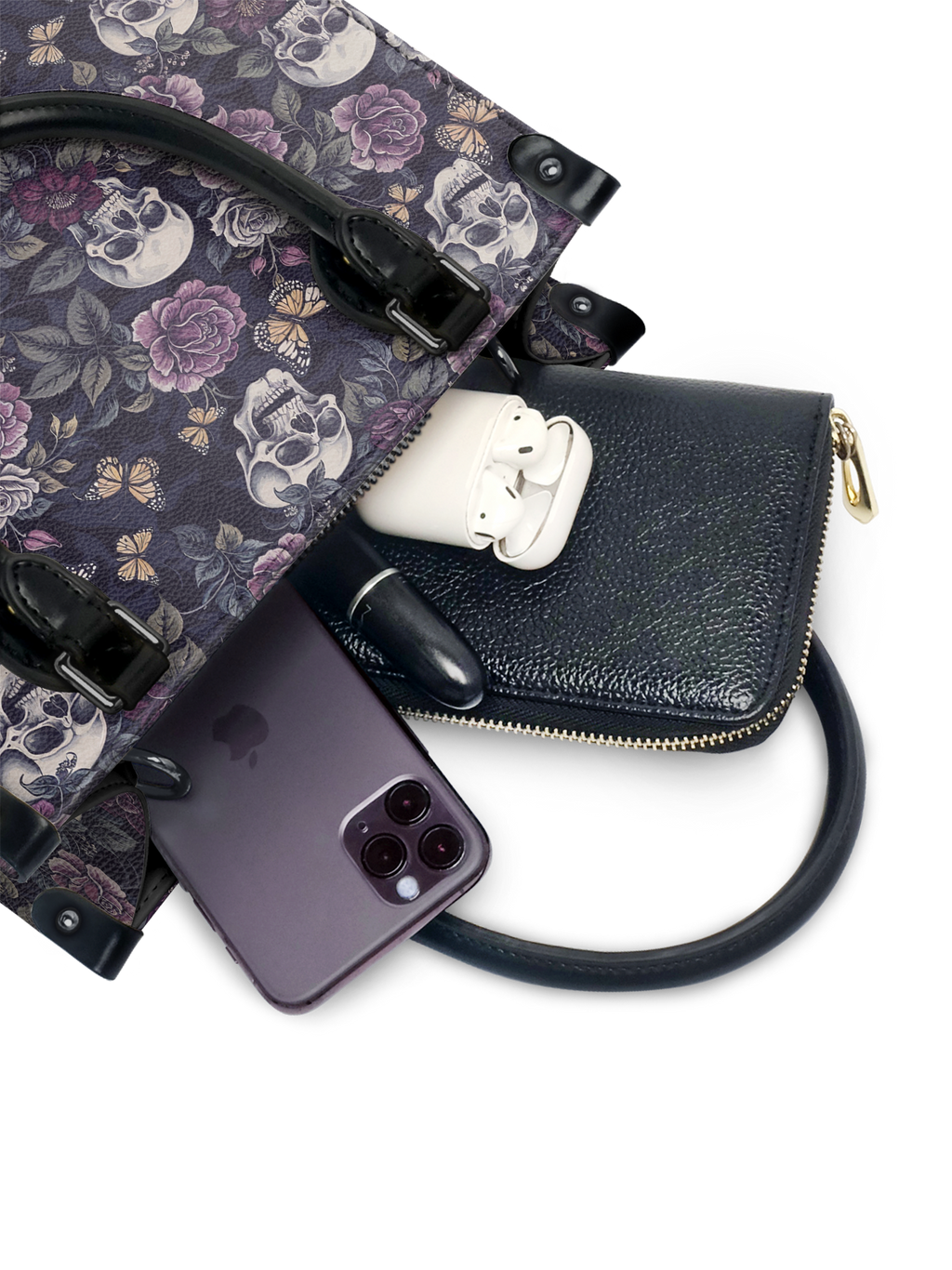 "Noctaflora" - Black Interior - Small Leather Handbag