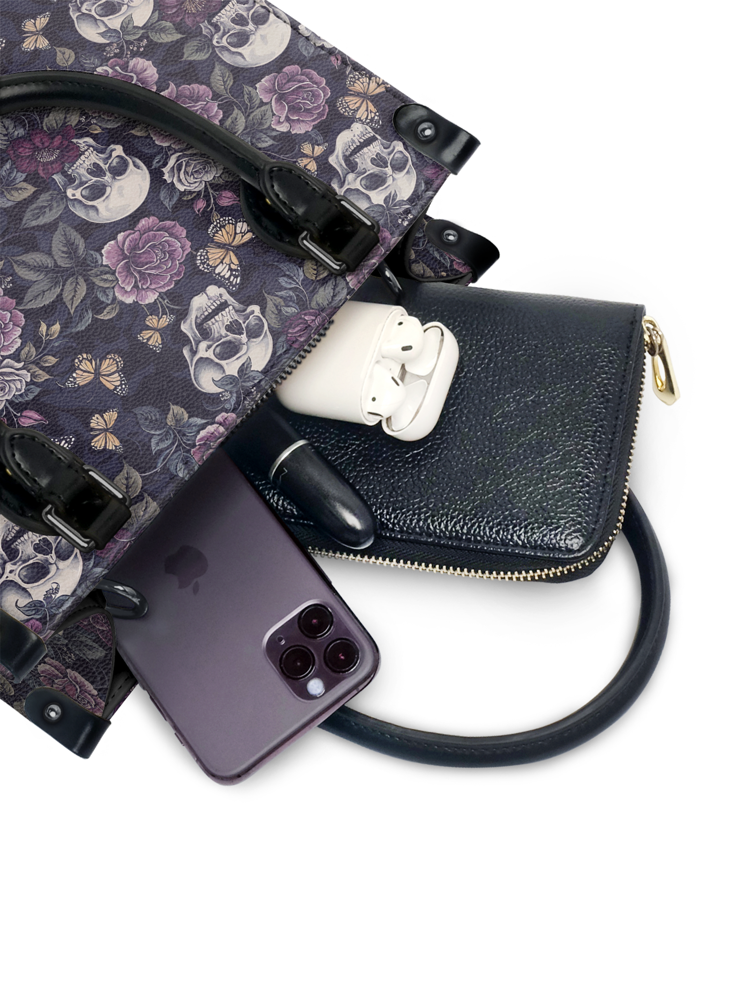 "Noctaflora" - Black Interior - Small Leather Handbag
