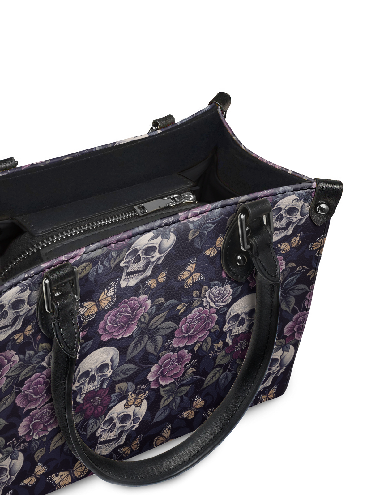 "Noctaflora" - Black Interior - Small Leather Handbag - FALL CLEARANCE DEAL