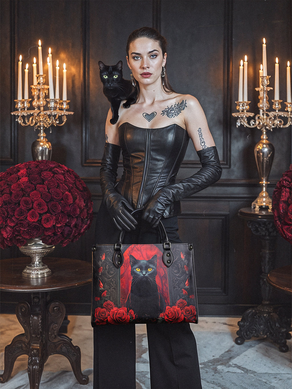 "Nyxrose" - Black Interior - Leather Handbag