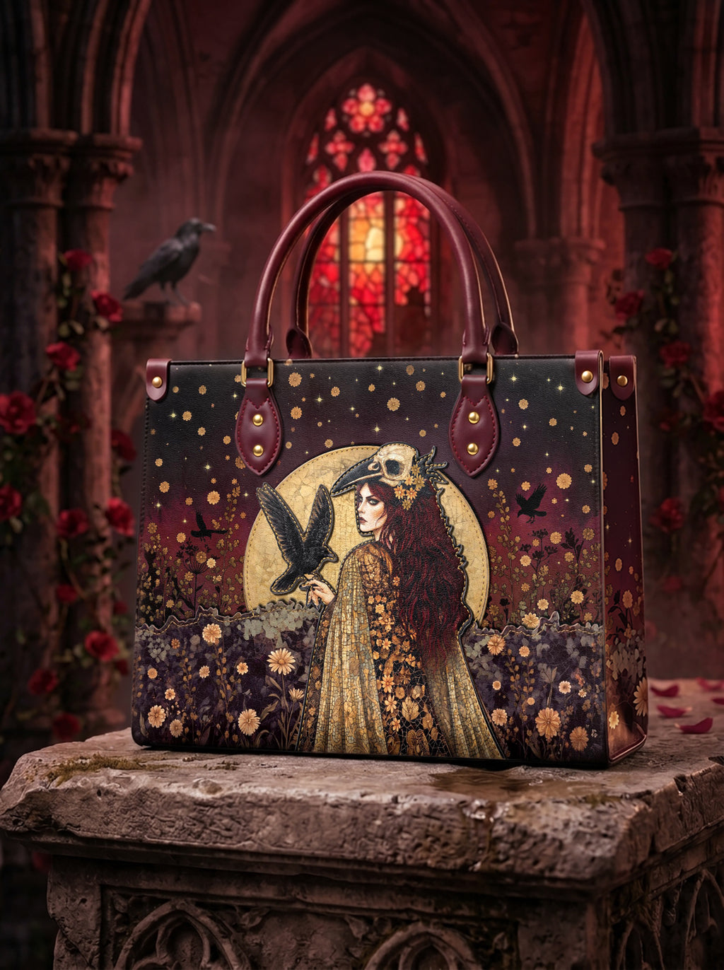 "Phantom Goddess" Applique Leather Handbag