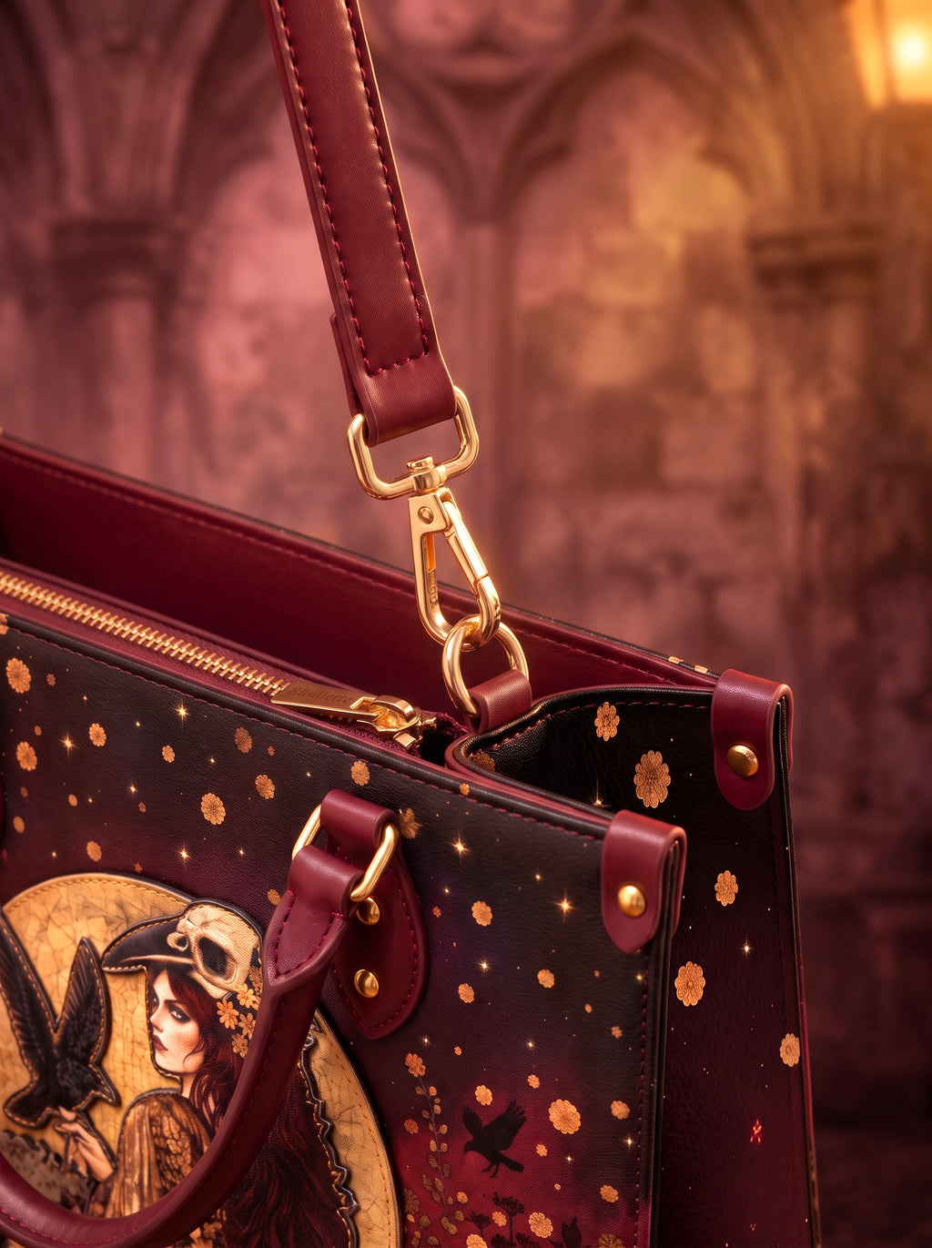 "Phantom Goddess" Applique Leather Handbag