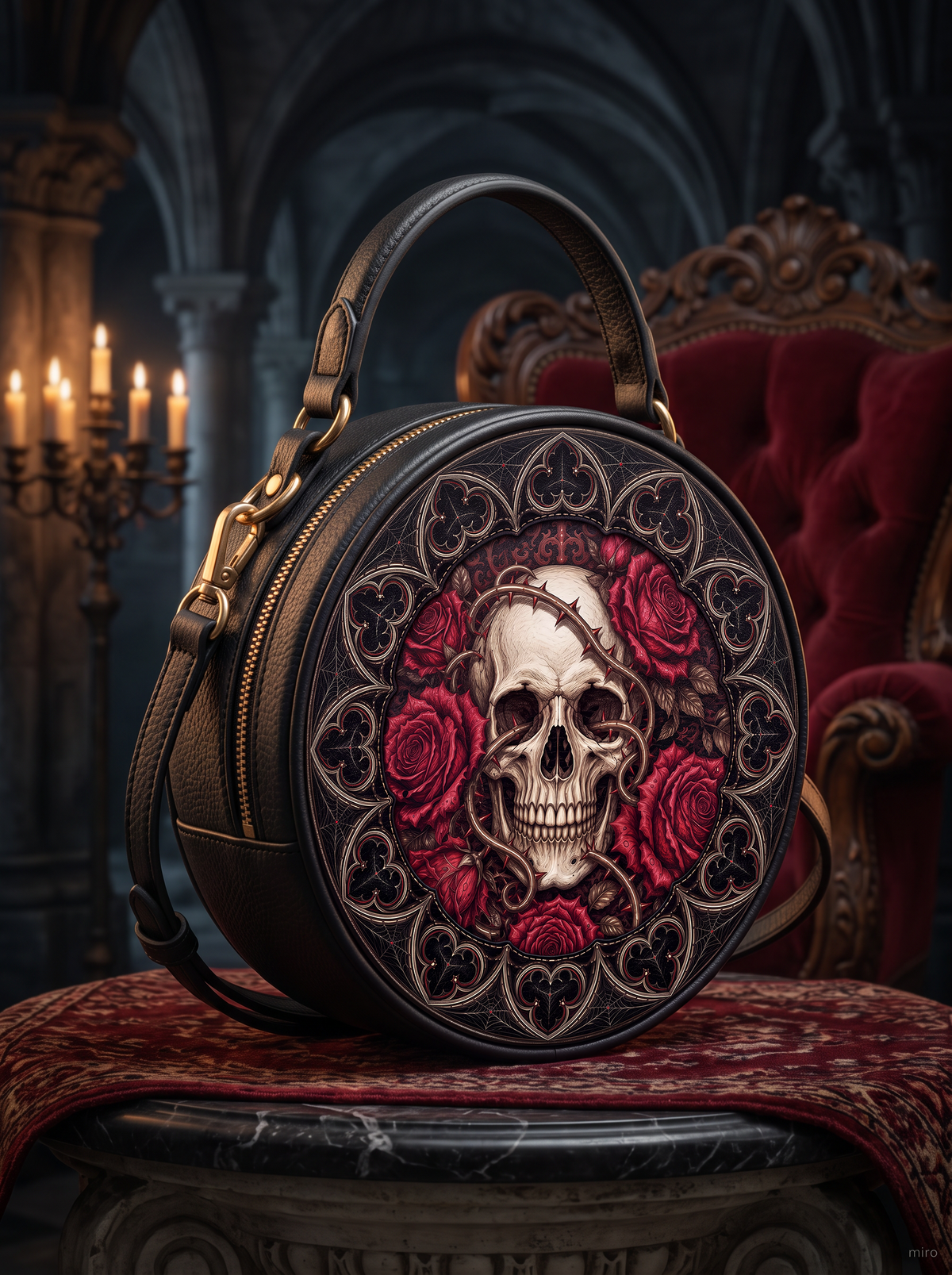 “Rosamort” Applique Circle Crossbody Bag